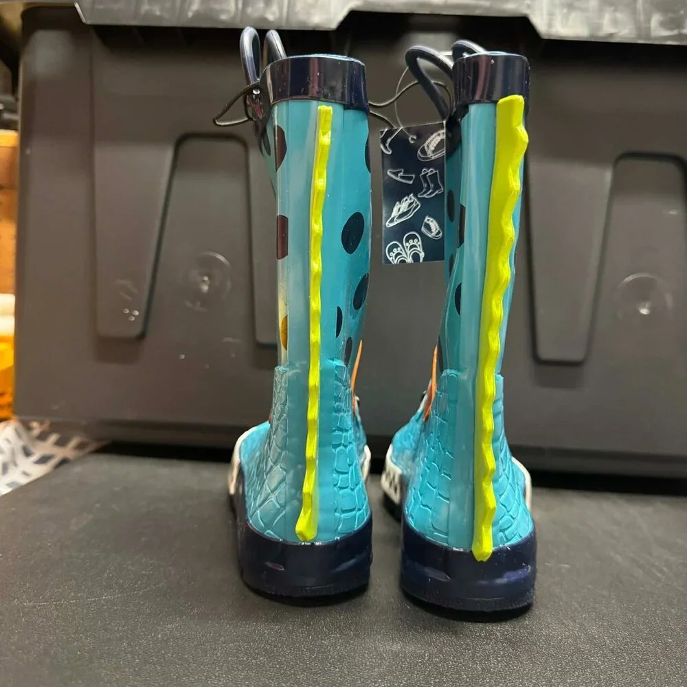 Kids Blue Dinosaur Rain Boots Size 3 NWT
